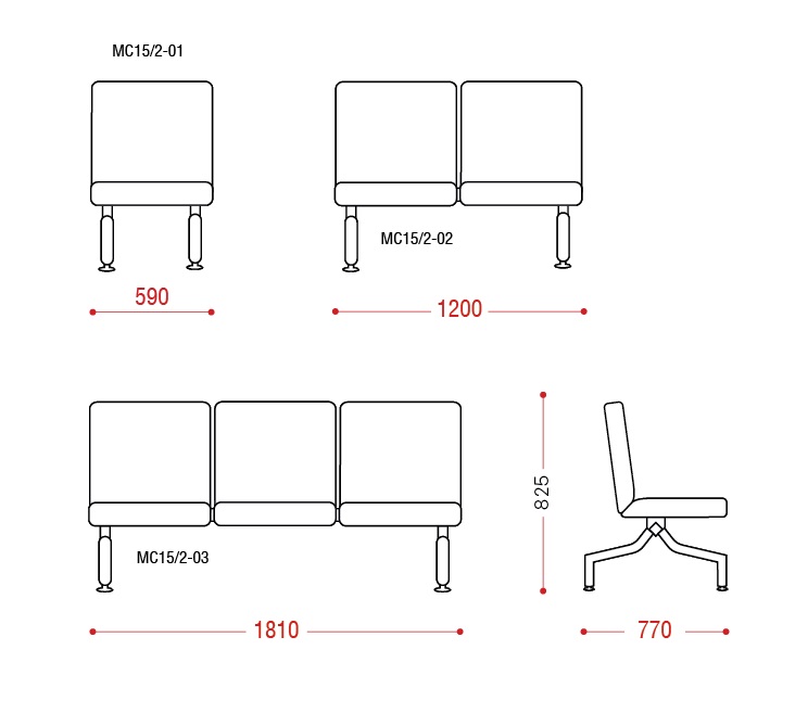 картинка Многоместная секция стульев Slot от Мебельная мода, фото: 2