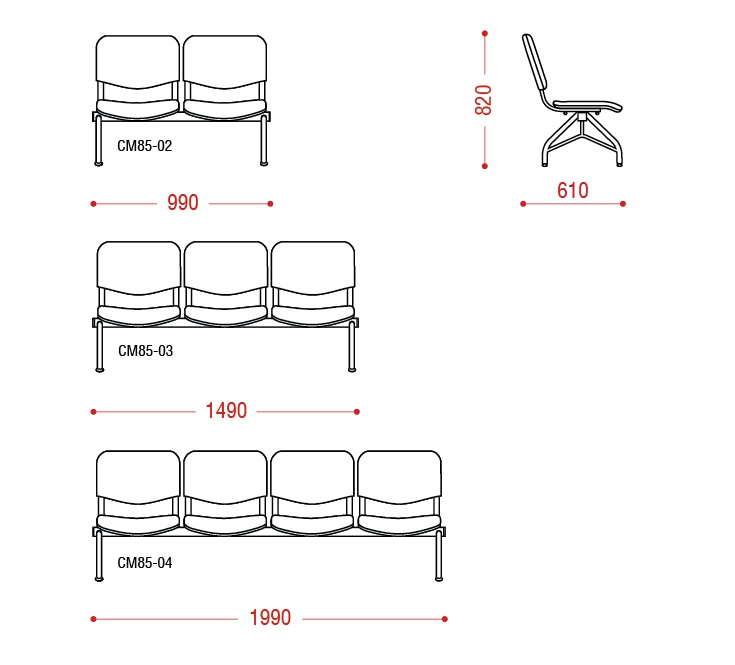 картинка Многоместная секция стульев Дали от Мебельная мода, фото: 2