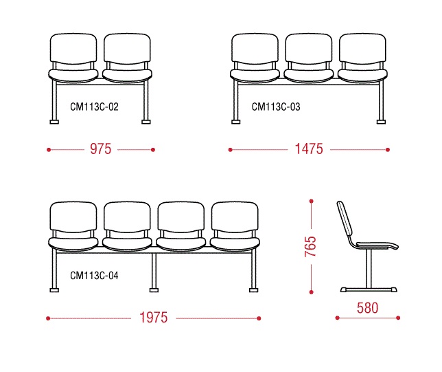 картинка Многоместная секция стульев Трим от Мебельная мода, фото: 2