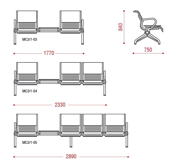 картинка Многоместная секция стульев Круиз 2П от Мебельная мода, фото: 2