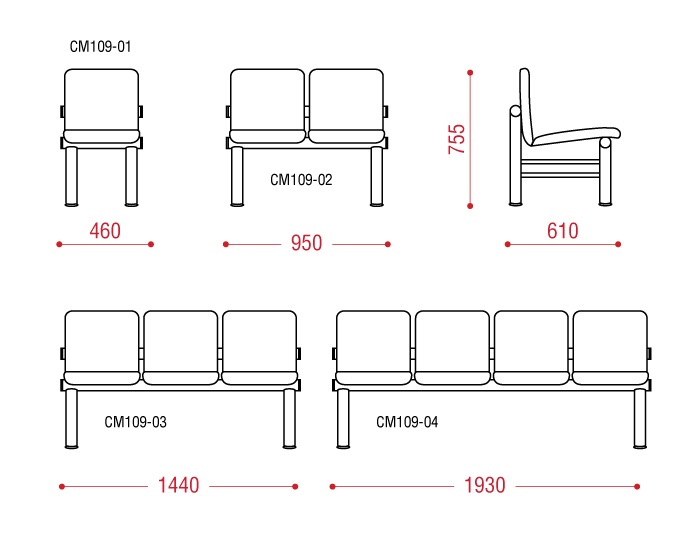 картинка Многоместная секция стульев Терра от Мебельная мода, фото: 2