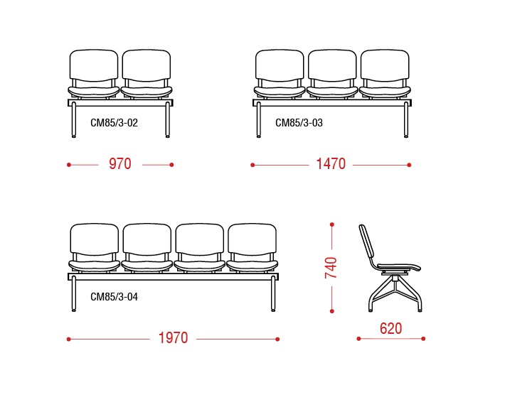 картинка Многоместная секция стульев Сантос от Мебельная мода, фото: 2